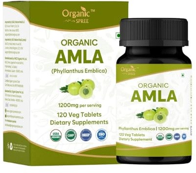 Organic Spree Amla 120 Tablets | Indian Gooseberry (Amalaki) | USDA Organic Certified | Organic and Natural 120tab (120 Count (Pack of 1))