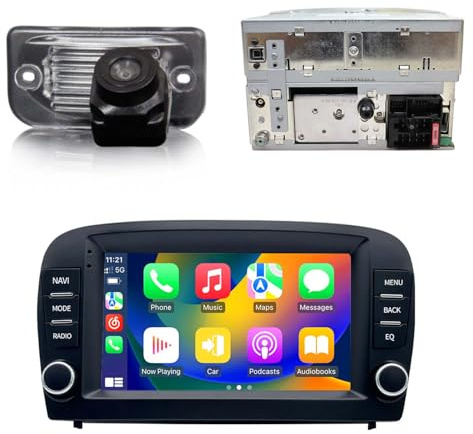 Dynavsal Autoradio Android Écran 7 pouces + aide au stationnement Vision nocturne HD Caméra de recul de rechange pour Mercedes-Benz SL R129 R230 SL55AMG SL63AMG SL65AMG SL280 SL300 SL350 SL500 SL600