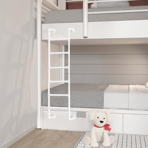 185 cm kraftig våningsstege för husbil, väggmonterad, loft, källarfönster, universell klättringsstege, vit, metall, järn, flyktstege, 185 cm