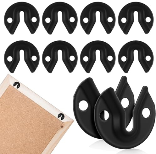 TEHAUX 20pcs Keyhole Hangers, Black Iron Mirror Picture Frame Hangers, Keyhole Hanging Plates Metal Fasteners for Fasteners Rivet Fittings