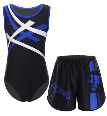 Eandarui Traje de triatlón para niños y jóvenes, mono deportivo, sin mangas, body con pantalones cortos de MMA, pantalones cortos de boxeo, pantalones cortos de entrenamiento, ropa deportiva, azul