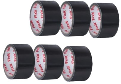 DRW Lot de 6 rubans adhésifs en aluminium noir 48 mm x 10 m