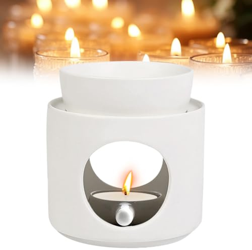 FARYODI Lampada profumata per oli essenziali, lampada profumata in ceramica con porta lumini, lampada aromatica con cucchiaio di candela, lampada profumata per cera profumata e olio profumato (vetro