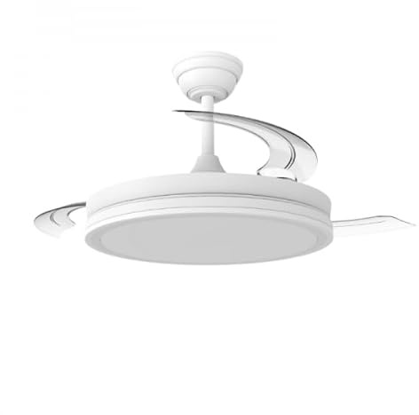 Bilake Beach Ventilador de Techo LED 48W | Aspas Retráctiles | Motor DC 7 Velocidades | Modo Noche 28dB | Luz CCT Regulable 3000-4000-6000K | Verano/Invierno | Mando a Distancia (Blanco)