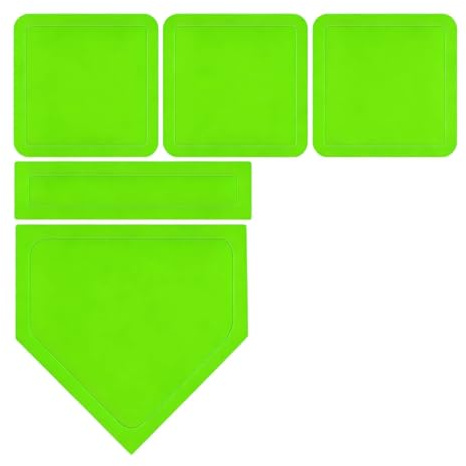 LOVIVER Base de Béisbol Set de Placas del Almohadilla del Hogar Marcador de Campo Portátil Caucho Adecuado para Entrenamiento en Patio Escuela, Verde Luminoso, Set De 5 Pzas