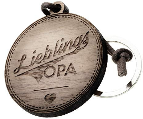 Schlüsselanhänger Holz mit Gravur 'Lieblings Opa' rund
