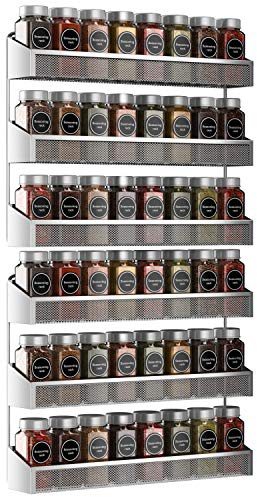 Auledio 2 Pack Spice Rack Organizer, 3 Tier Counter-top Stand or Wall Mounted Storage Rack Hanging Shelf for Kitchen Cabinet, Cupboard, Pantry Door or Bathroom Shower Cosmetic - Chrome