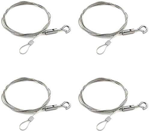 SDTC Tech 4-Pack Adjustable Picture Hanging Wire Ropes with Loop and Hook 1.5mm x 6.5ft Stainless Steel Supension Cable for Heavy Duty Frame, Chandelier Light, Home Decorations (Load 44lb/per)