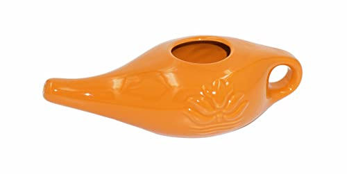 Biebri Neti Pot näsrengöringskanna 250 ml – Keramisk nässköljkanna, orange, effektiv rengöring av näsgångar och lindrar allergisymtom, hållbar och lätt att använda
