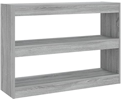 vidaXL Bibliothèque Séparateur de Pièce Etagère à Livres Meuble Armoire de Rangement Cloison de Séparation Salon Sonoma Gris 100x30x72 cm