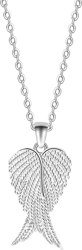 Viwind Collier Femmes Ailes D'ange 925 Ailes En Argent Sterling Pendentif Amour Bijoux Faits À La Main Cadeau Avec Vitrine