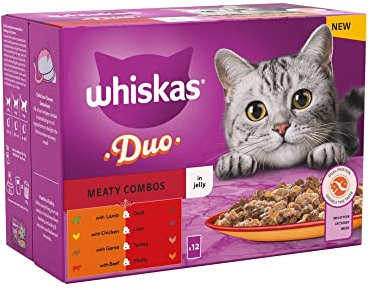 Whiskas 1+ Adult Duo Meaty Combos In Jelly Pouches 12 x 85g