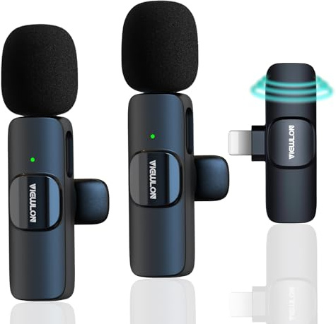 VIEWLON Wireless Lavalier Microphone Mini for iPhone iPad - Dual Lapel Mic