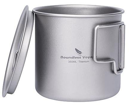 Boundless Voyage Camping Mug Titanium Single Layer Tea Coffee Cup Ultralight Outdoor Travel Portable Drinkware 220ml 350ml 500ml (Ti3058D-350ml)