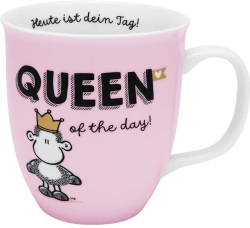 Sheepworld Taza con texto Queen | Taza de porcelana, 40 cl, regalo para ella, novia, hermana, colega | 48846
