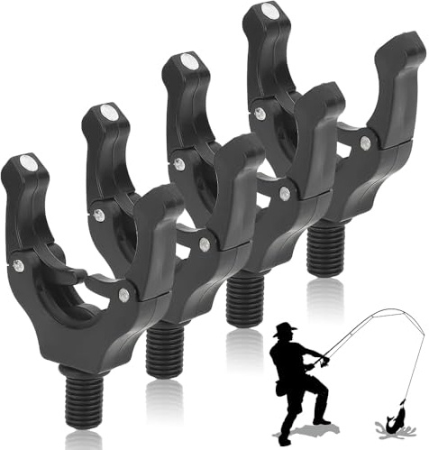 Udbrud 4pcs Angelrutenhalter, Rutenablage Halterung mit Magischen Magnet Clips Magnethalterung Kopf Angelrute Automatische Einstellung Angelrute Hecklehnenhalter Werkzeugzubehör (Schwarz)
