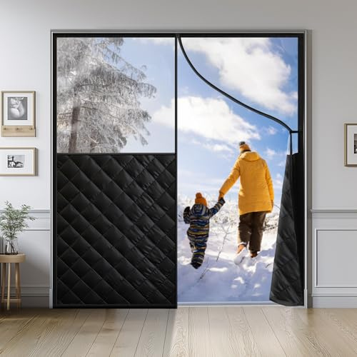 Rideau de porte magnétique à isolation thermique pour portes de 182,9 x 203,2 cm, couverture de porte visible pour isolation thermique, couverture de porte épaisse à fermeture magnétique pour garder