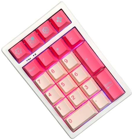 BOYI TD21 Hot Swap Numpad,21 Keys Mini Numpad Portable Keypad Bluetooth5.0/2.4G/Wired Number Pad Keyboard PBT Keycaps RGB Backlit Type-C Mini Keyboard (Pink Cherry Keycaps)