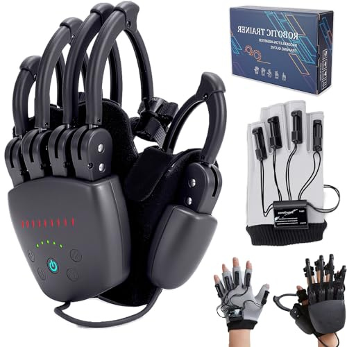 Recargable Guantes de rehabilitación robótica para hemiplejía, guantes de tratamiento para pacientes con ictus, aparato de fisioterapia para rehabilitación de la rigidez de la mano (Left hand-L)