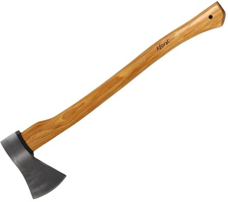Xforst Hache forestière UW12 – Hache à fendre 70 cm en Acier Carbone avec Manche en Bois de Hickory + étui