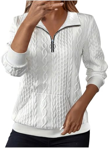 Women's Jumpers Jumpers for Women UK Sweatshirts Lapel Half Zip Pullover Knit Cable Ladies Sweatshirt Long Sleeve Tops Fall Winter Sweaters Warm Hoodies Outfit Clothing Black L