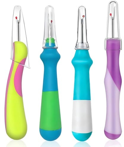 Rayakt 4PCS Seam Rippers Set, Colorful Stitch Unpicker with Safety Caps, Sewing Stitch Ripper, Stitch Remover for Sewing Crafting Embroidery Cross Stitch Thread Removal