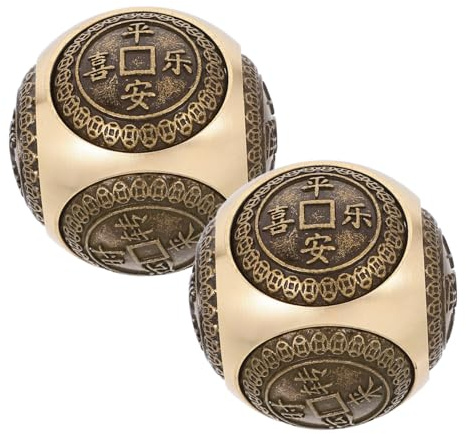 Holibanna Lot De 2 Boules De Baoding En 38 Mm Sculptées Sur Six Faces, De Massage Et Exercice Manuel Pour Relaxation Musculaire, Stimulation Fascia, Entraînement Zen Et Bien-