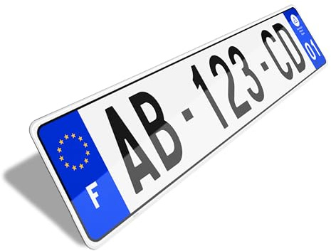Plaque d'immatriculation Voiture ou remorque homologuée avec liseré Noir - SIV 520 x 110 mm - Made in France - Résistance aux intempéries, aux Chocs et Anti UV.
