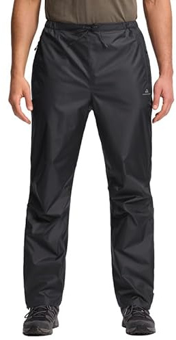Pioneer Camp Pantaloni antipioggia da uomo, impermeabili, 20000 mm, leggeri, da ciclismo, antivento, traspiranti, con cerniera alla caviglia e tasca per trekking, attività all'aria aperta, Nero , XL