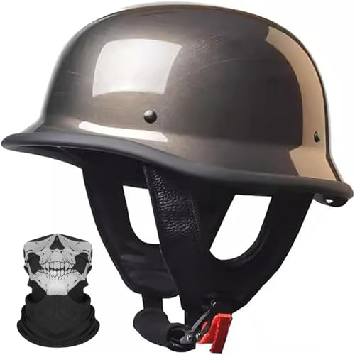 Casco Da Moto In Stile Tedesco, Omologato ECE22.06, Per Adulti, Uomini E Donne, Mezzo Casco, Leggero, Con Calotta Cranica, Per Moto Da Strada, Cruiser, Ciclomotore,Scooter,Chopper B2,XXL/(63~64cm)