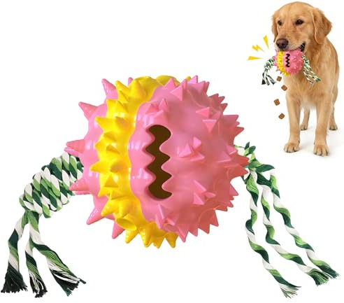 Balle de nourriture pour chien - Balle à friandises en TPR pour chien - Jouet intelligent - Jouet pour chien - Jouet à friandises pour chien - Jouet pour cacher des friandises pour chien - Rose