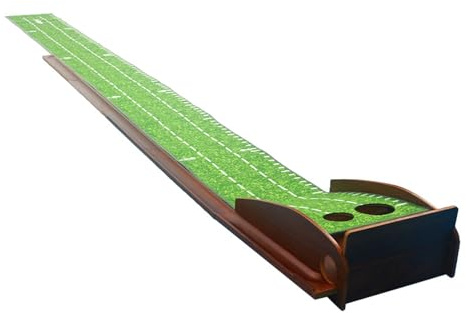 Tappetino da golf - 118,11 pollici Verde pratica indoor in legno | Con della distanza e ritorno automatico - Superficie in velluto, antiscivolo per casa, ufficio, giardino, allenamento nel golf