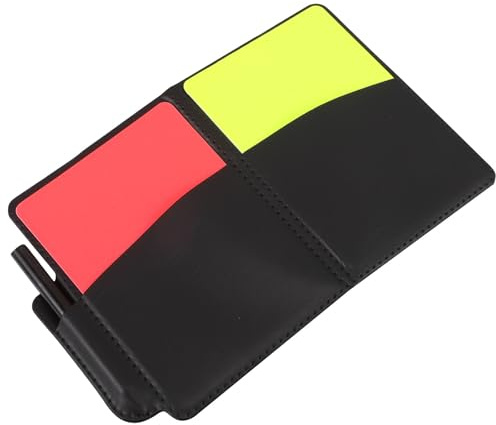 Angoily Juego de Tarjetas de Árbitro de Fútbol Gruesas Rojas y Amarillas con Cuaderno de Registro y Lápiz, Equipo Completo para Árbitros en Partidos de Fútbol y Entrenamientos, Accesorio