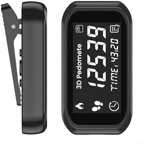 Pedometro 3D per camminare,Display LCD accurato contapassi,Clip ricaricabile per vita o braccio,Nero