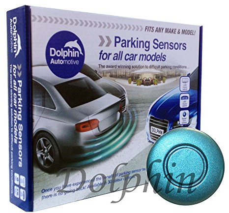 Dolphin Automotive DPS400 Reverse Parking Sensors Auto Express Award Winning 4 Ultrasonic Sensor Kit Audio System Matt & Gloss Black +30 More Colours (Light Blue)