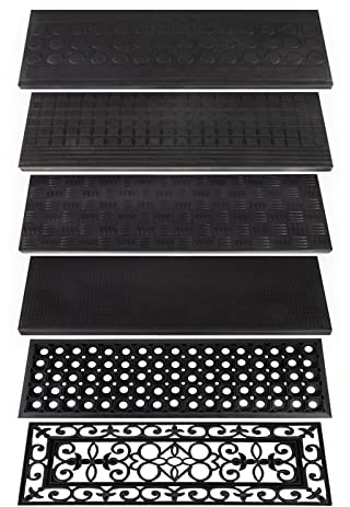 casa pura Copri Gradini in Gomma Antiscivolo - Tappeti per Scale 100% Impermeabili e Aderenti - Set da 5 Pezzi - Vari Modelli - Righe, 25x75cm