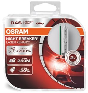 OSRAM XENARC NIGHT BREAKER LASER D4S, +200% di luce, bulbo HID allo xeno, lampada a scarica, 66440XNL-HCB, duo box (2 lampade)