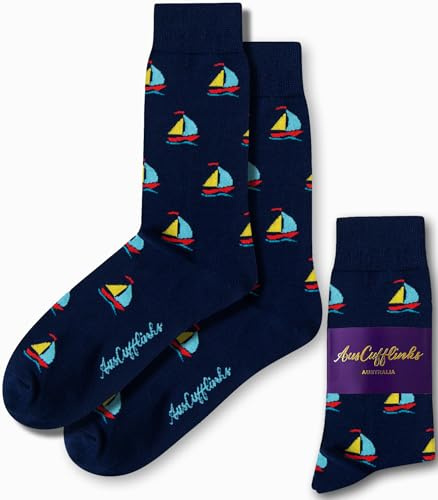 AUSCUFFLINKS Sail Boat Socks For Him and Her | Yacht Happy Gift Socks - Quirky Novelty Present for Dad and Mum