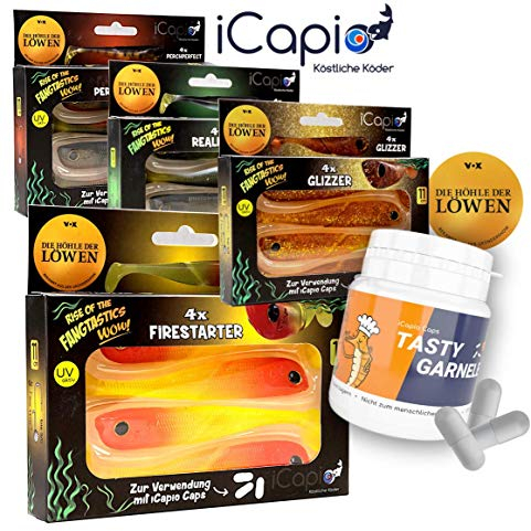 iCapio Fangtasics Bundle Tasty Garnele I Angelköder für Barsch, Hecht und Zander I Gummiköder für erfolgreiche Fänge