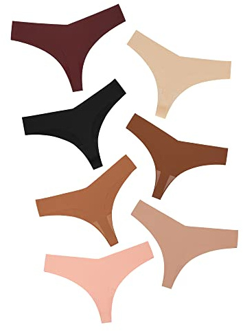 DEANGELMON Seamless Thongs for Women No Show Thong Underwear Women Comfortable Multiple Pack (7P3,S)