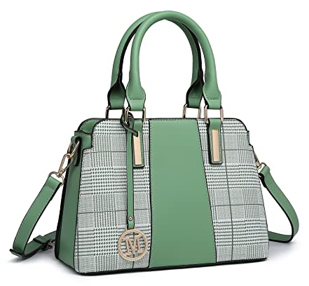 Miss Lulu Handtasche Damen Retro Streifen Umhängetaschen Elegante Näh Umhängetasche Kunstleder