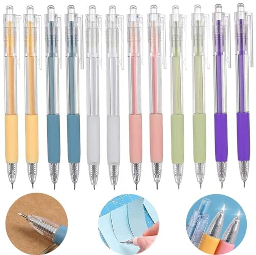 12 Stück Craft Cutter, Bastelmesser mit Box, Craft Cutting Tool 360, Paper Cutter, Skalpell Basteln, Handwerk Schneidwerkzeuge für Schüler DIY Art Work Cutting Mehrzweck