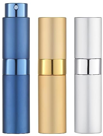Toureal Travel Perfume Atomiser Refillable - Mini Aftershave Spray Bottle - Small Glass Fragrance Atomizer for Women - Portable Empty Cologne Refill Pump Dispenser for Men Silver 3Pcs