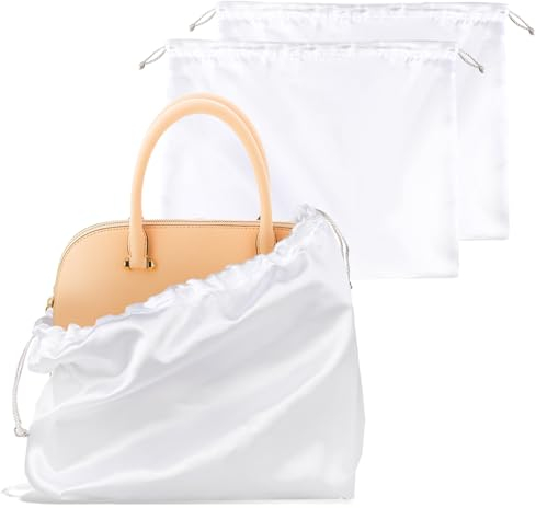 Dimeho Lot de 2 sacs à chaussures avec cordon de serrage 40 x 50 cm en soie anti-poussière sacs de rangement sacs à main cordon sac rangement pour sac à main livres de poche chaussures bottes (blanc)