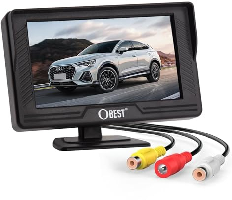 OBEST 4,3 Rückfahrkamera Auto Monitor Bildschirm, Monitor für Rückfahrkamera, V1/V2 Zwei Video-Eingang, LCD Auto Monitor für SUV, Van, KfZ, Truck