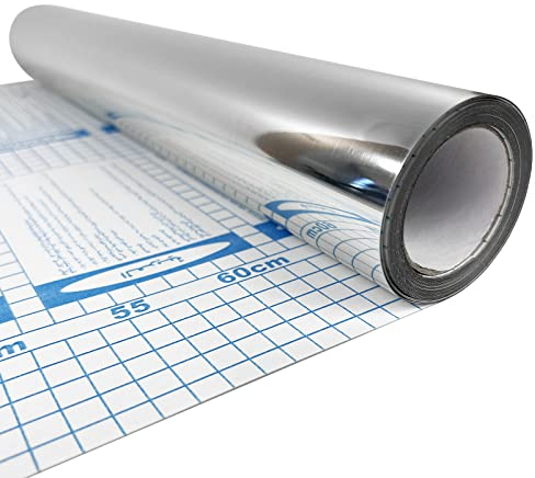 DecoMeister Klebefolie Möbel 45x25 cm | Möbelfolie selbstklebend in Spiegel-Optik aus glatter PVC-Folie | Klebefolie für Möbel-Dekor und Raumvergrößerung | Folie mit Spiegeleffekt Silber