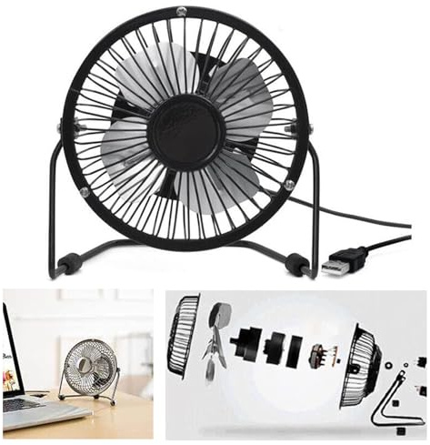 USB Desk Fan, Small Table Fan with Strong Airflow 6 Mini Fan Quiet Personal Cooler Portable Table Fan for Home Bedroom Office Outdoor Table and Desktop Car Outdoor Camping