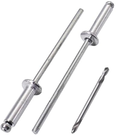 SKIR'CO 500 rivetti ciechi in alluminio 3,0 x 12 mm, mandrino in acciaio, rivetti pop, testa a cupola, rivetti DIN 7337, punta da trapano inclusa