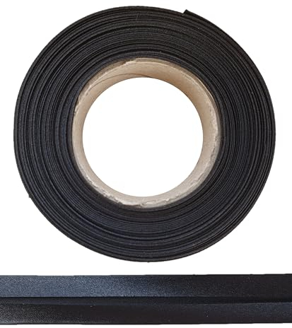 ME:NaMa Schrägband aus Polyester (Satin) - 10 m x 30 mm (gefalzt) - Hochwertiges Einfassband, Satinband, Schrägband - Ideal zum DIY-Nähen - In Belgien hergestellt, auf Einer Rolle (Schwarz)