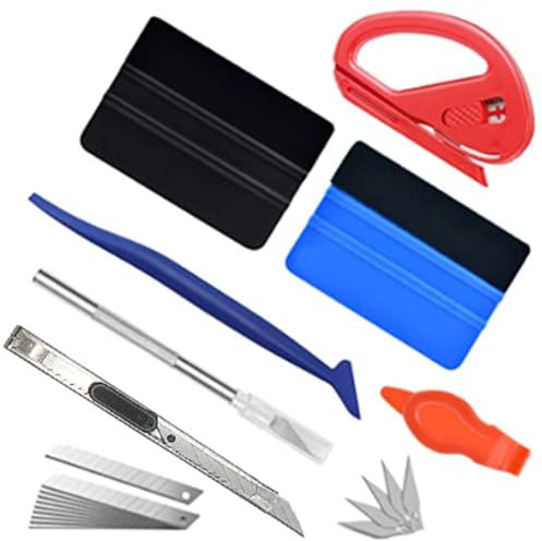 Loopunk Kit Vinile Applicazione Adesivi Auto Kit, Spatole per Pellicole Vetri, Taglierina Professionale E Spatole per Auto E Cellulare DIY